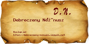 Debreczeny Nónusz névjegykártya