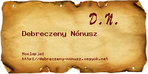 Debreczeny Nónusz névjegykártya
